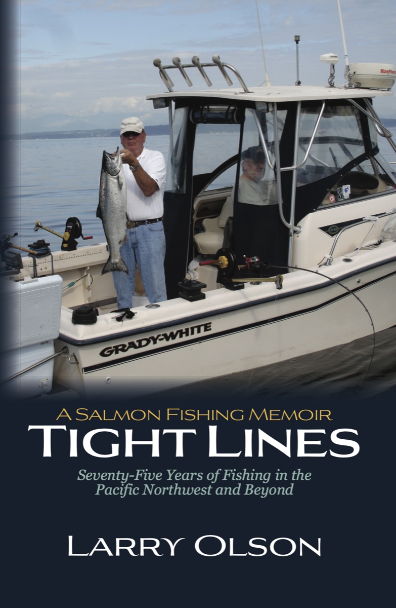Tight Lines book cover: a man holding a salmon on a boat